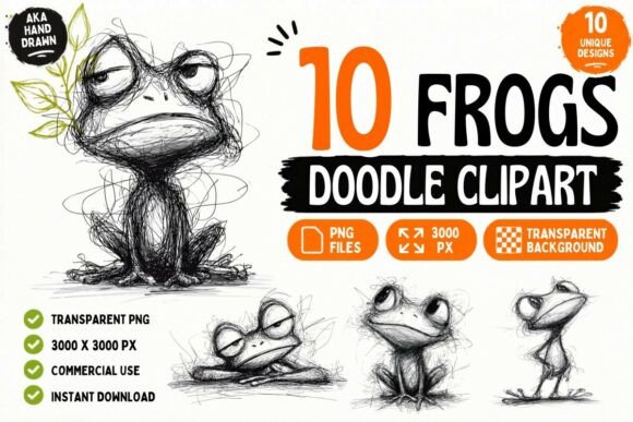 Download Funny Frog Doodle PNG Clipart Bundle - Png clipart bundle Collection